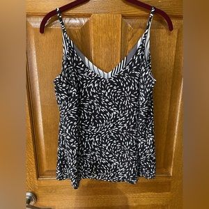 WHBM Reversible Black and Ivory Sleeveless Chiffon Top Size Small.